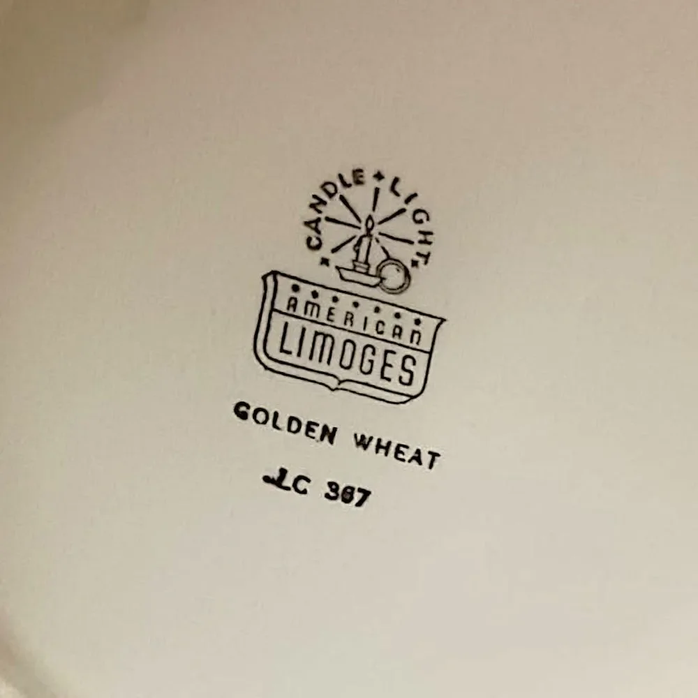 Candle Light American Limoges Covered‎ Vegetable Dish Bowl Golden Wheat Vintage
